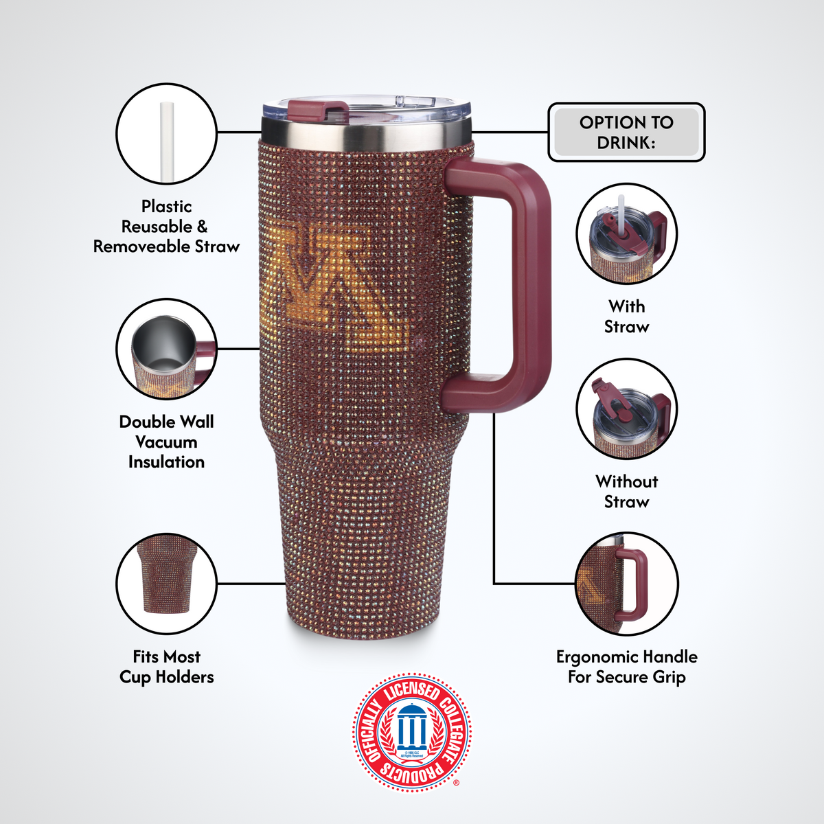 40oz TC Bling Game Tumbler w/ Vintage logo I |  University Of Minnesota