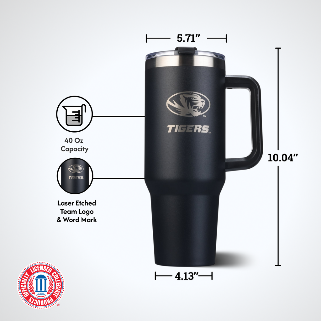 40oz Black Tumbler Lazer Engraved I |  University Of Missouri