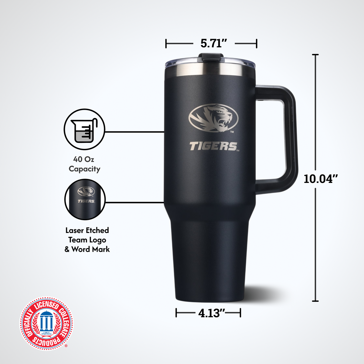 40oz Black Tumbler Lazer Engraved I |  University Of Missouri