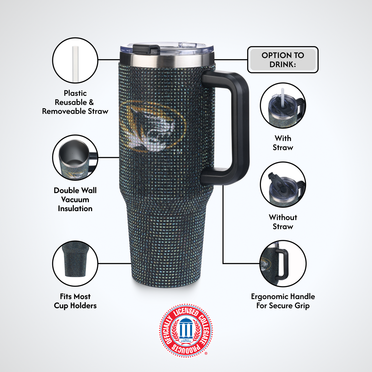 40oz TC Bling Game Tumbler w/ Vintage logo I |  University Of Missouri