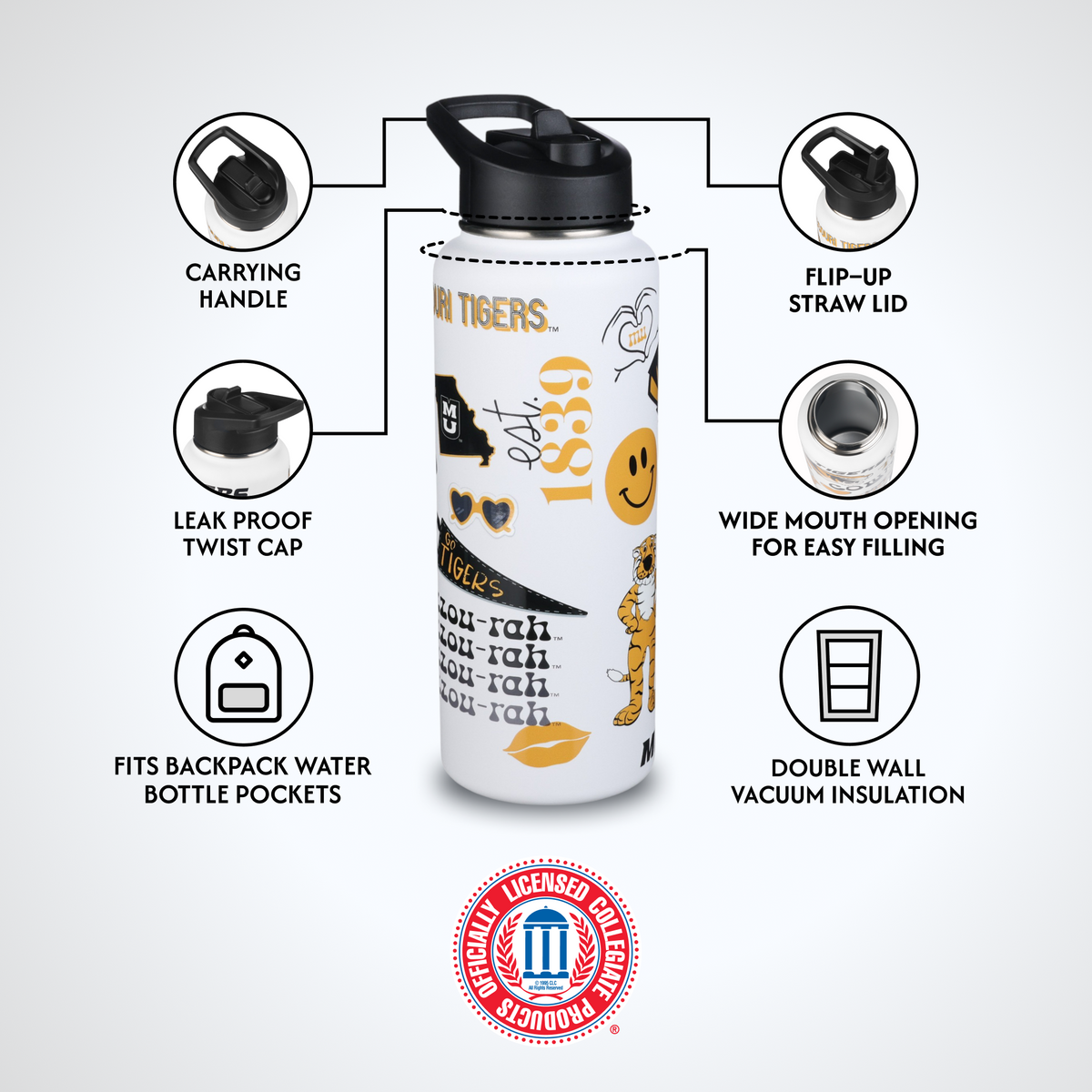 34oz Team Spirit Water Bottle I |  University Of Missouri