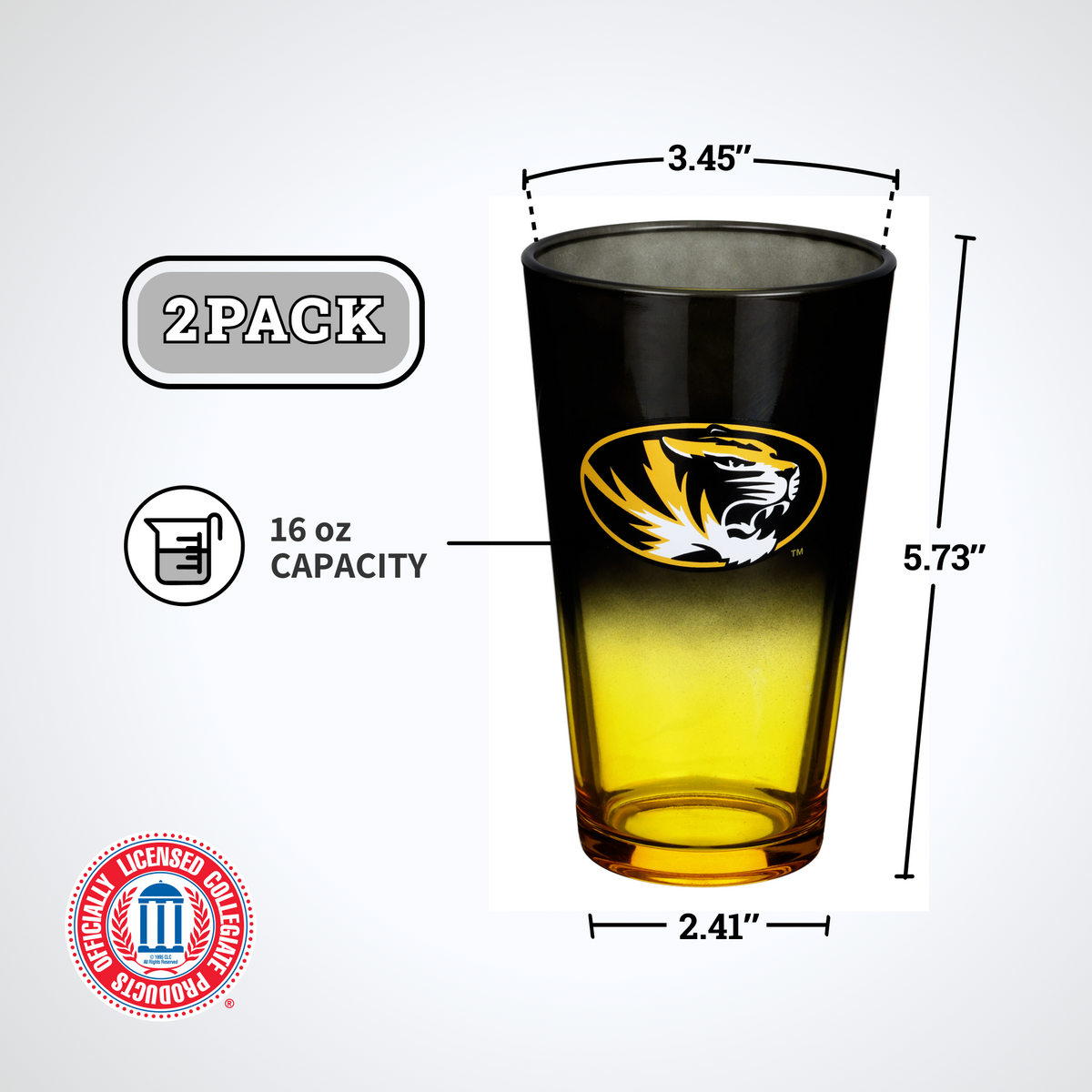 2-Pack Ombre Pint Glasses I |  University Of Missouri