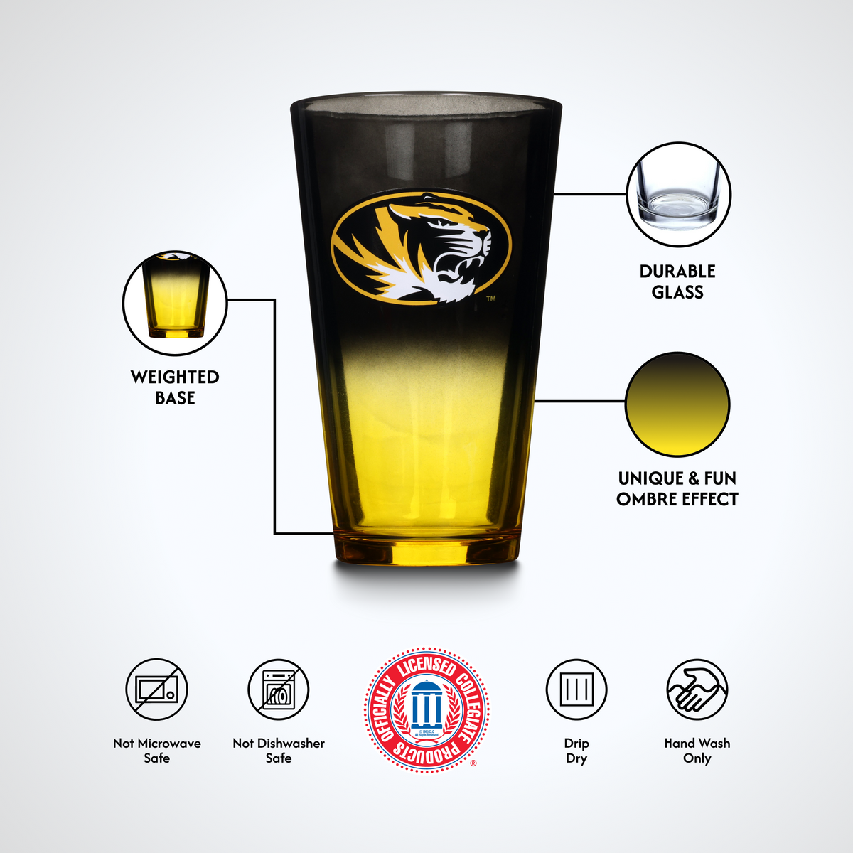 2-Pack Ombre Pint Glasses I |  University Of Missouri