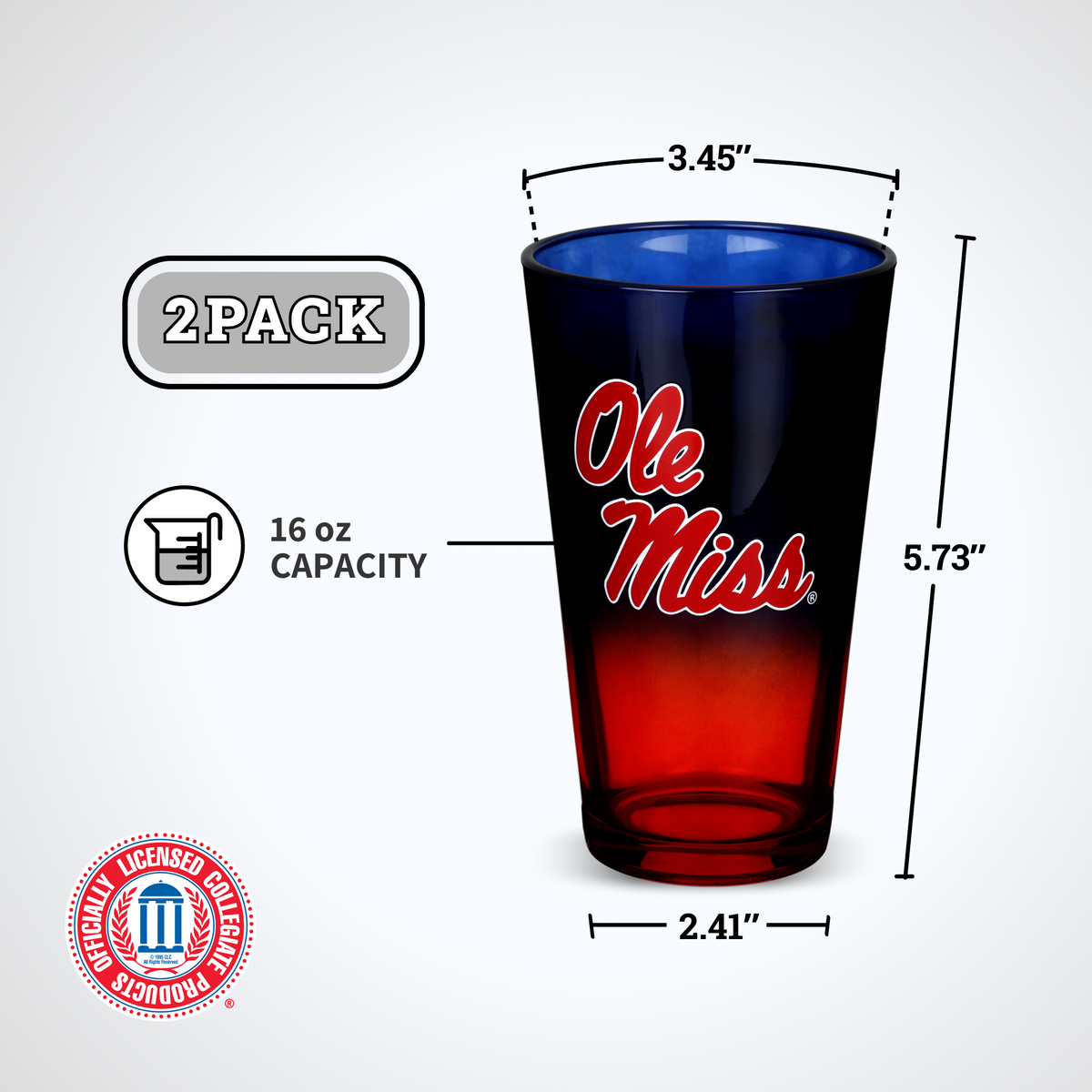 2-Pack Ombre Pint Glasses I |  University Of Mississippi