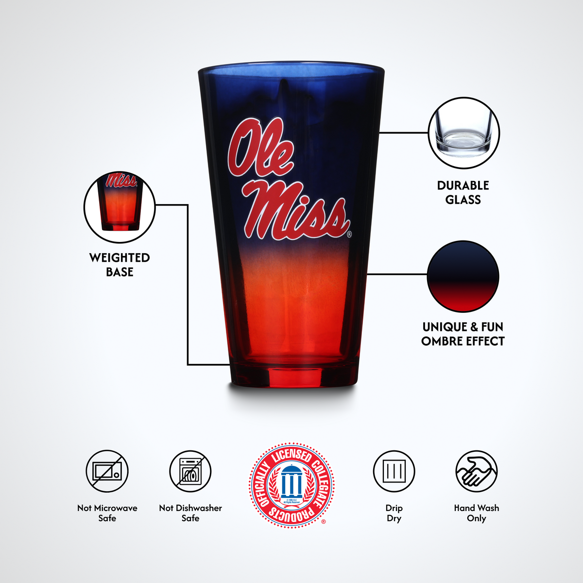 2-Pack Ombre Pint Glasses I |  University Of Mississippi
