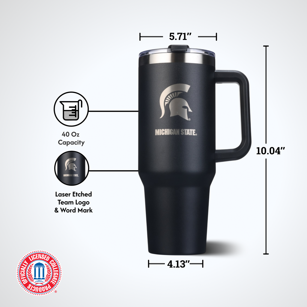 40oz Black Tumbler Lazer Engraved I |  Michigan State University