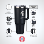 40oz Black Tumbler Lazer Engraved I |  Michigan State University