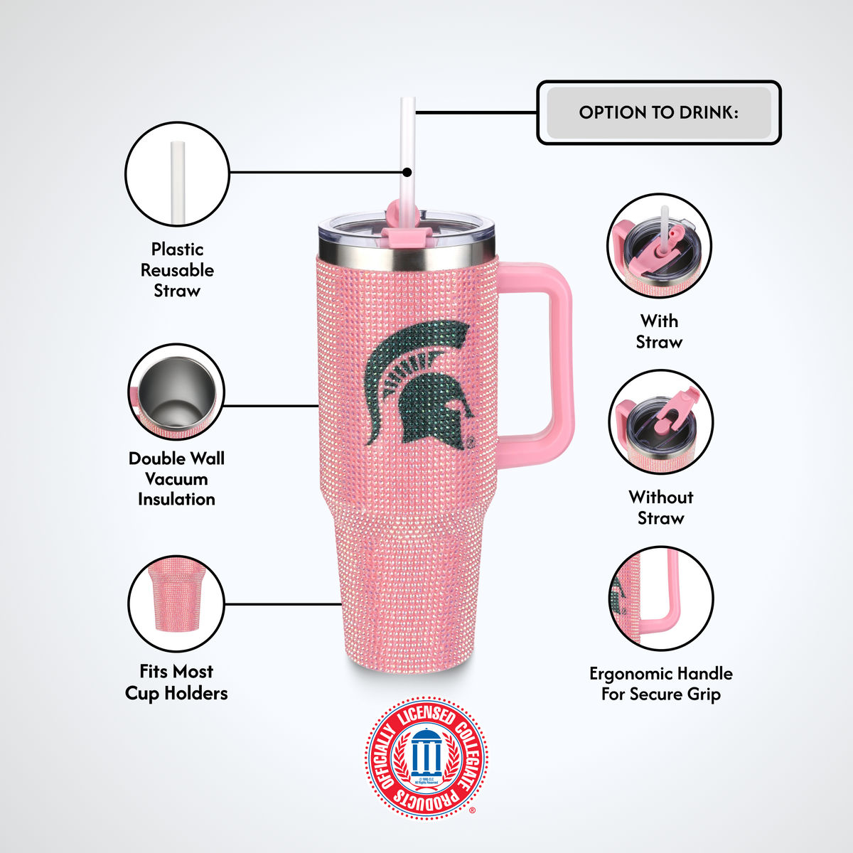 40oz Pink Bing Tumbler I |  Michigan State University