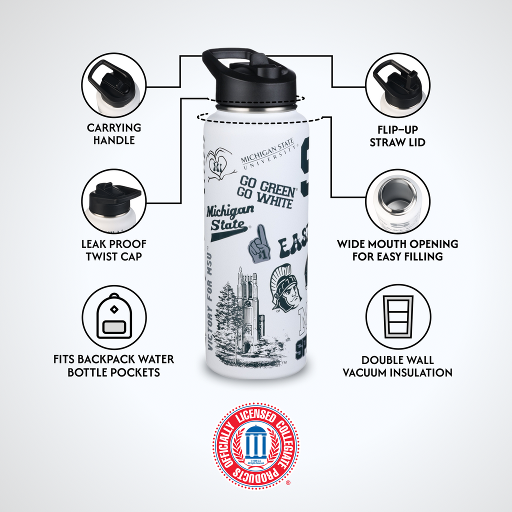 34oz Team Spirit Water Bottle I |  Michigan State University