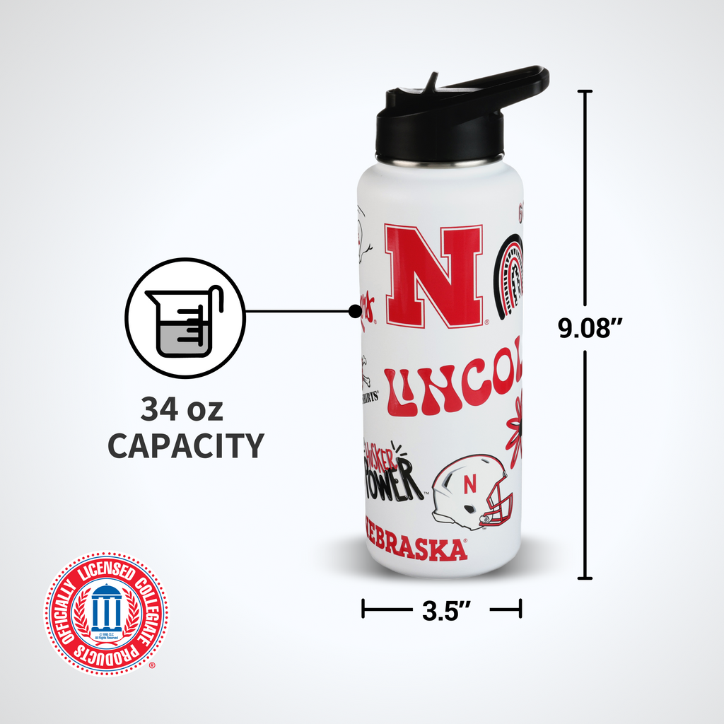 34oz Team Spirit Water Bottle I |  University Of Nebraska