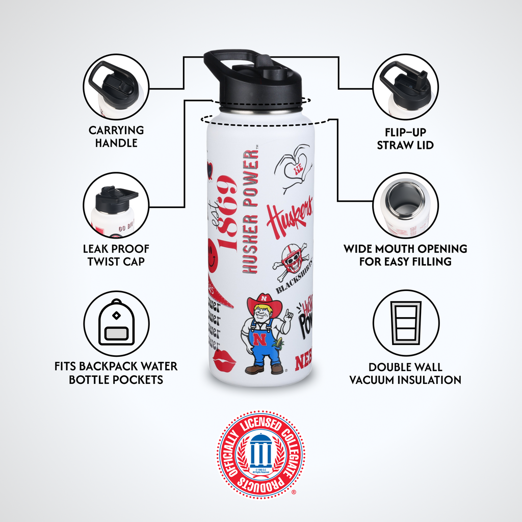34oz Team Spirit Water Bottle I |  University Of Nebraska