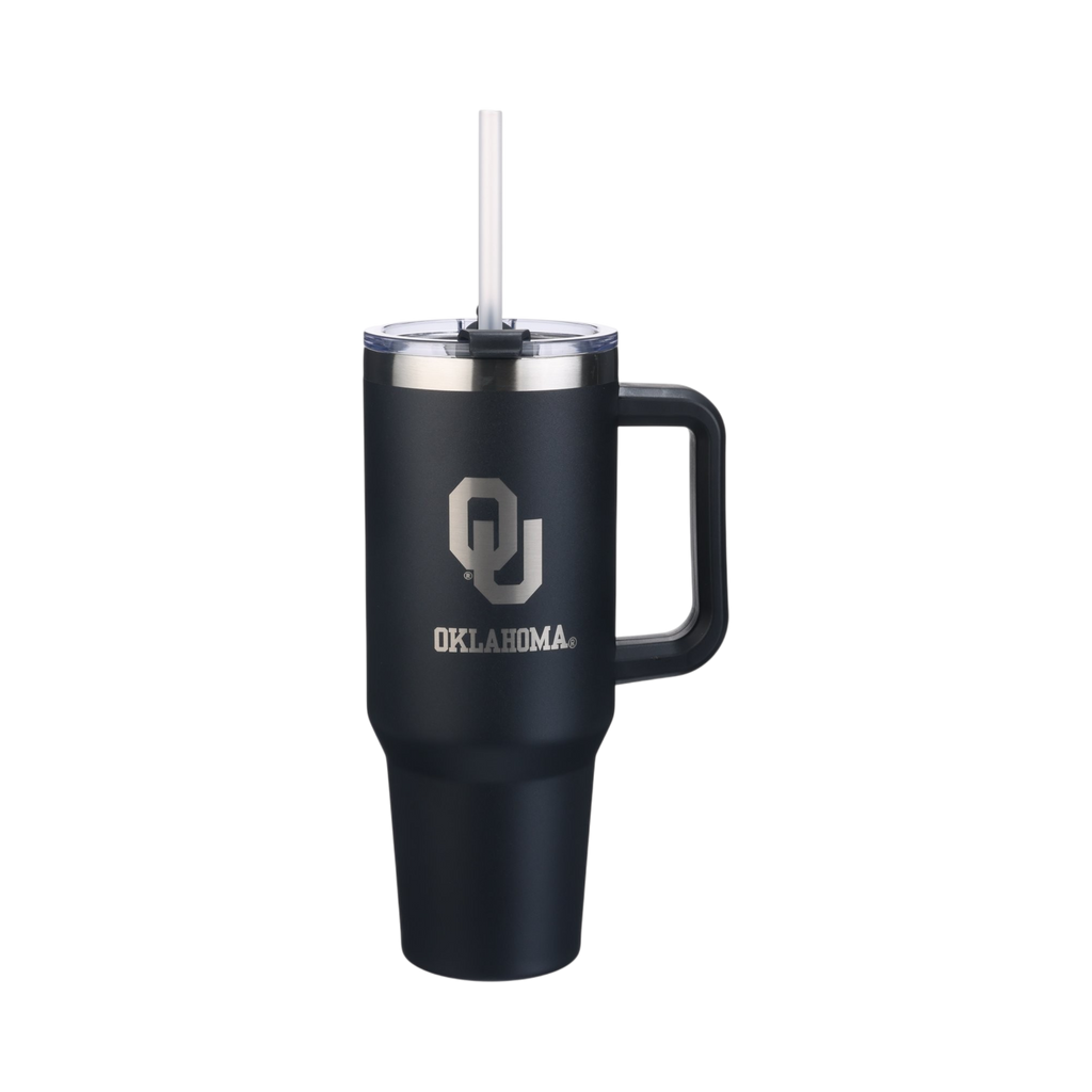 40oz Black Tumbler Lazer Engraved I |  University Of Oklahoma