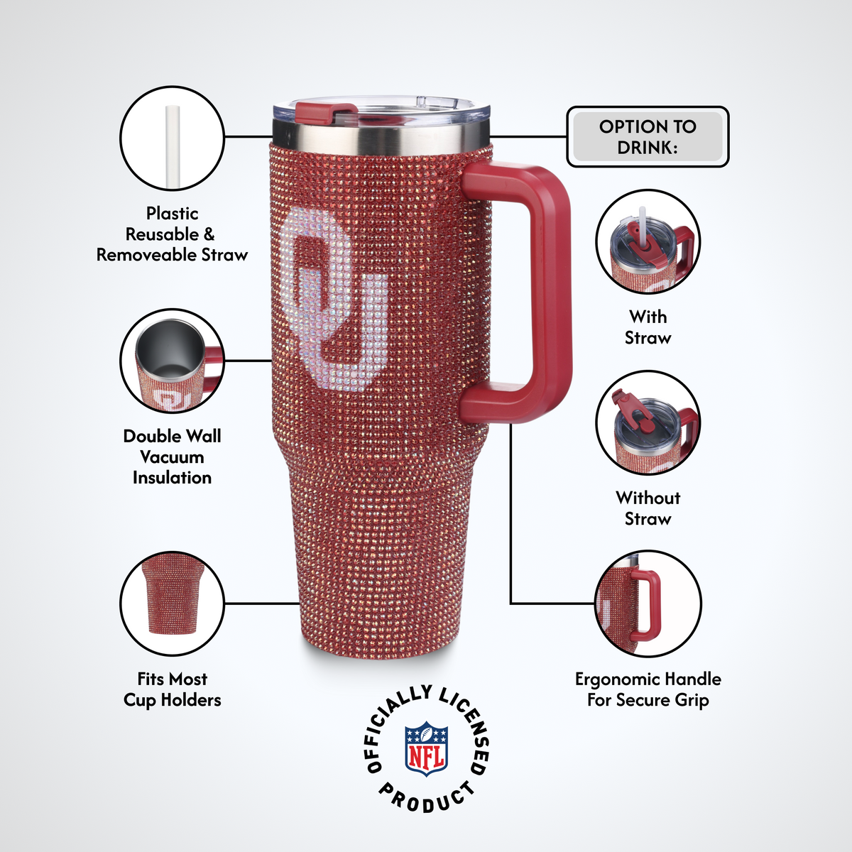 40oz TC Bling Game Tumbler w/ Vintage logo I |  University Of Oklahoma