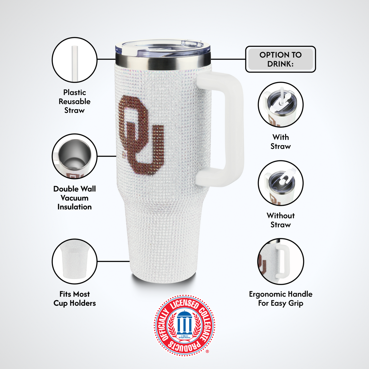 40oz Bling Colossal Tumbler | University of Oklahoma