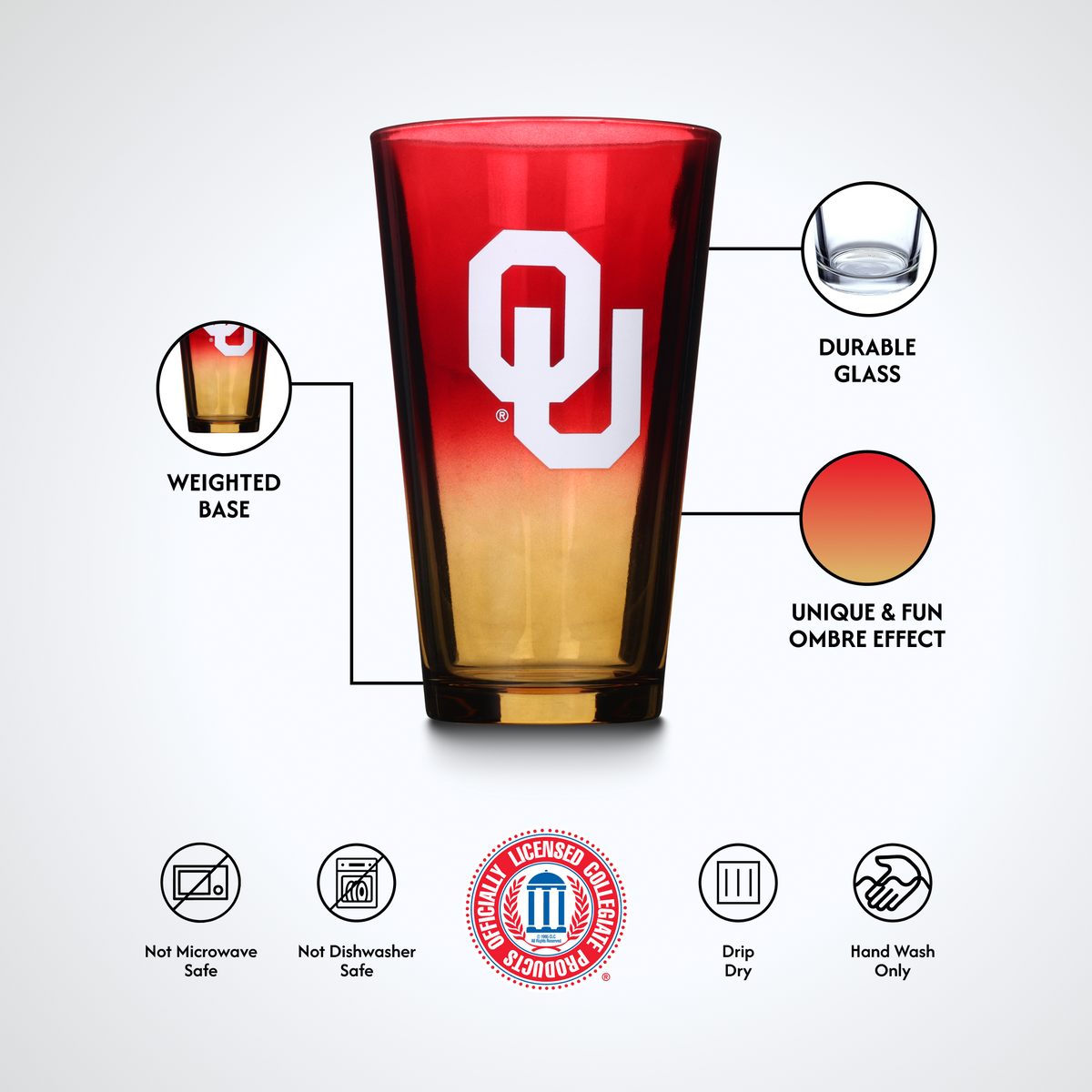 2-Pack Ombre Pint Glasses I |  University Of Oklahoma
