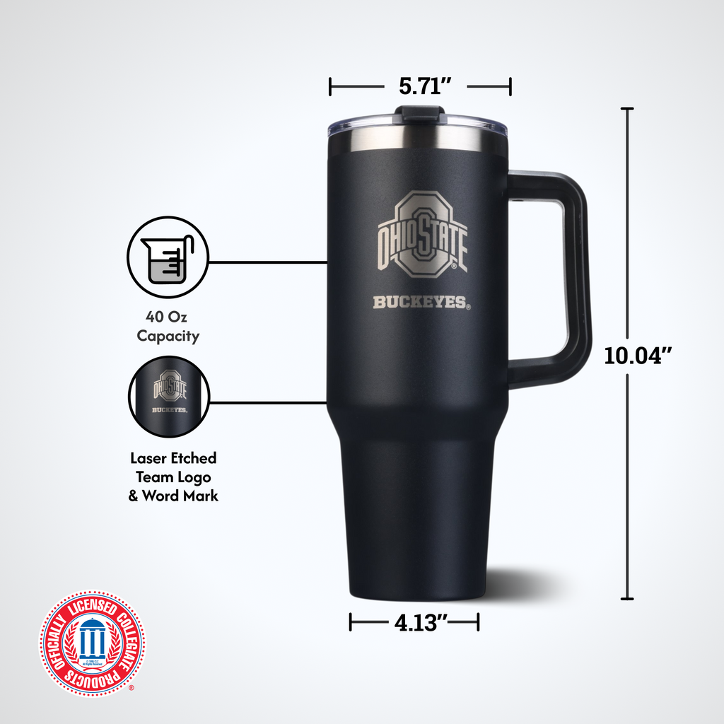 40oz Black Tumbler Lazer Engraved I |  Ohio State University