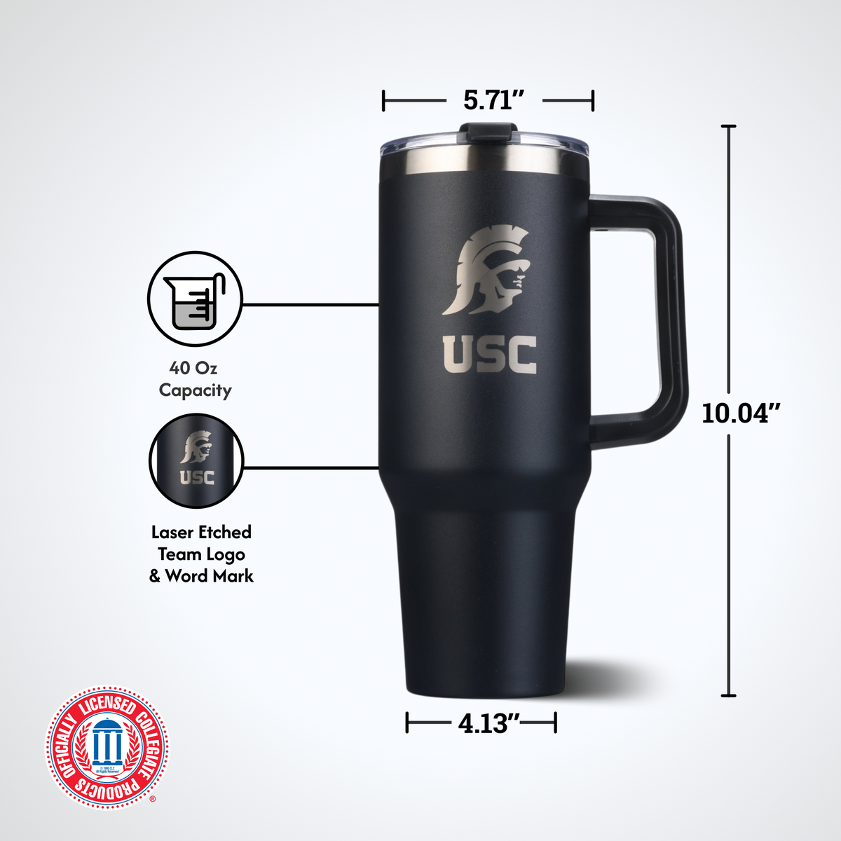 40oz Black Tumbler Lazer Engraved I |  University Of Southern California