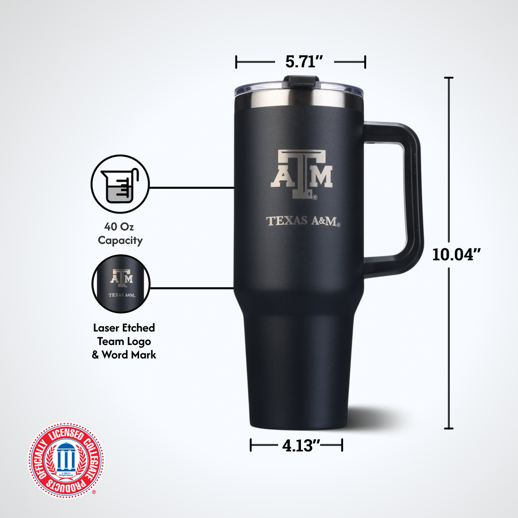40oz Black Tumbler Lazer Engraved I |  Texas A&M University