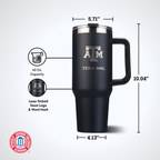 40oz Black Tumbler Lazer Engraved I |  Texas A&M University