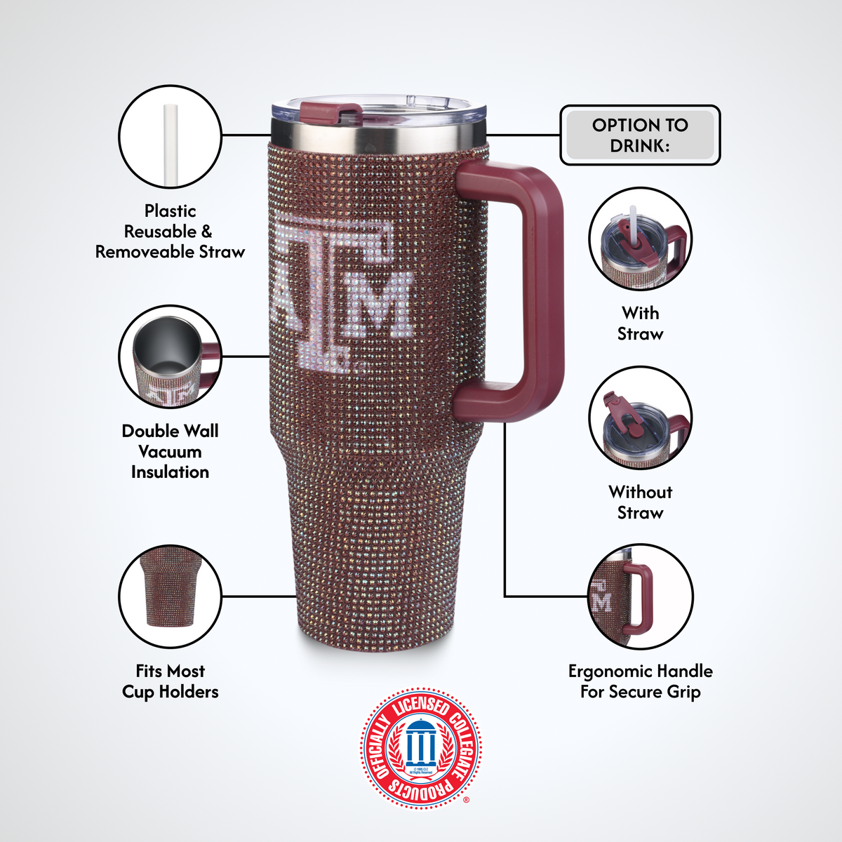 40oz TC Bling Game Tumbler w/ Vintage logo I |  Texas A&M University