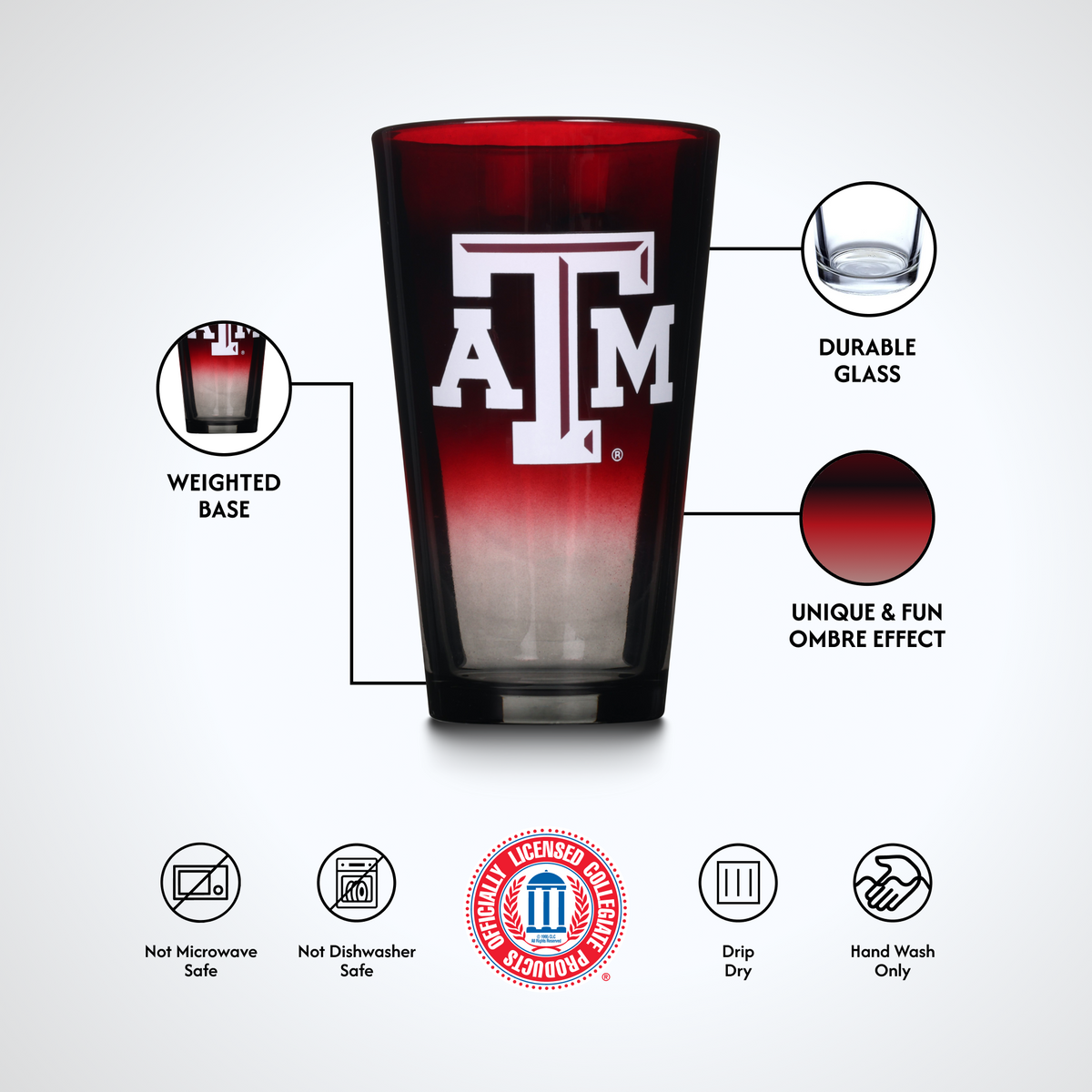 2-Pack Ombre Pint Glasses I |  Texas A&M University