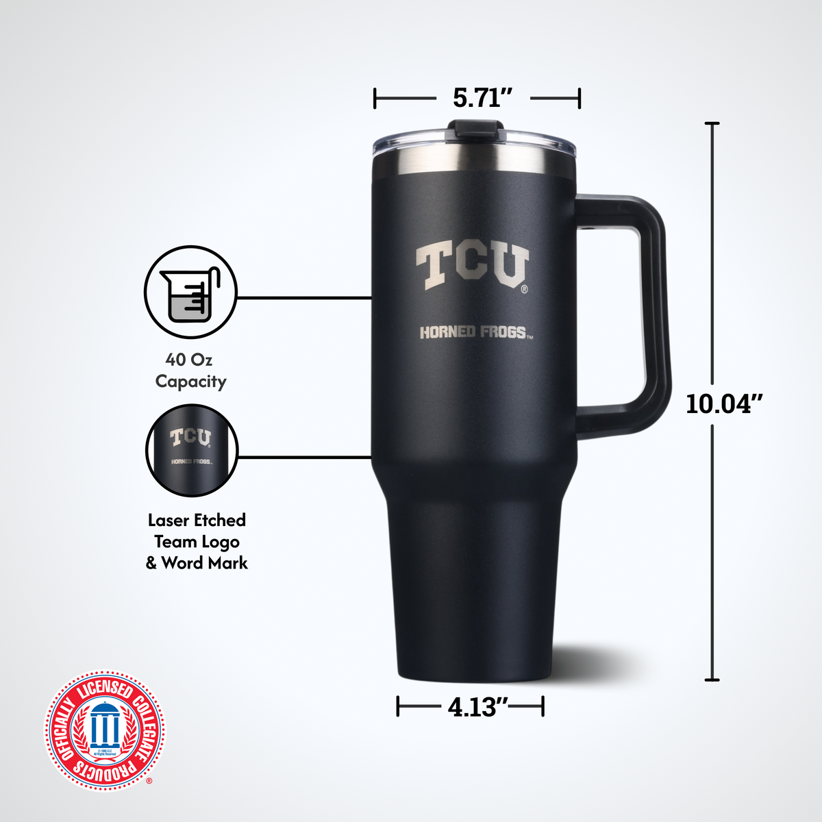40oz Black Tumbler Lazer Engraved I |  Texas Christian University