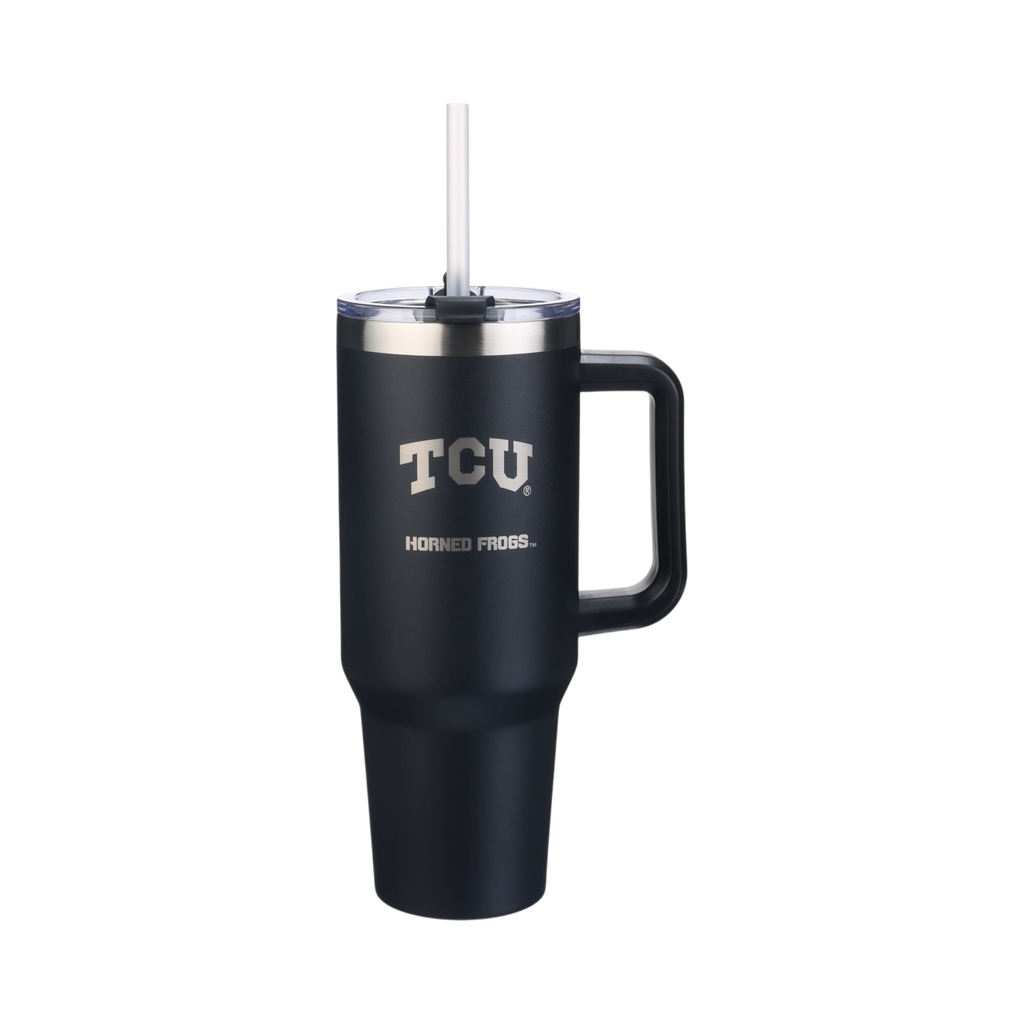 40oz Black Tumbler Lazer Engraved I |  Texas Christian University