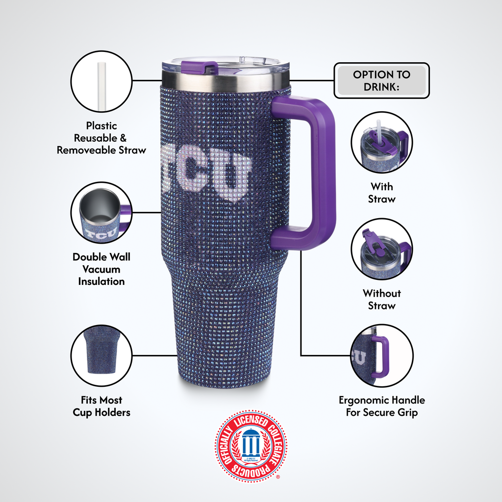40oz TC Bling Game Tumbler w/ Vintage logo I |  Texas Christian University
