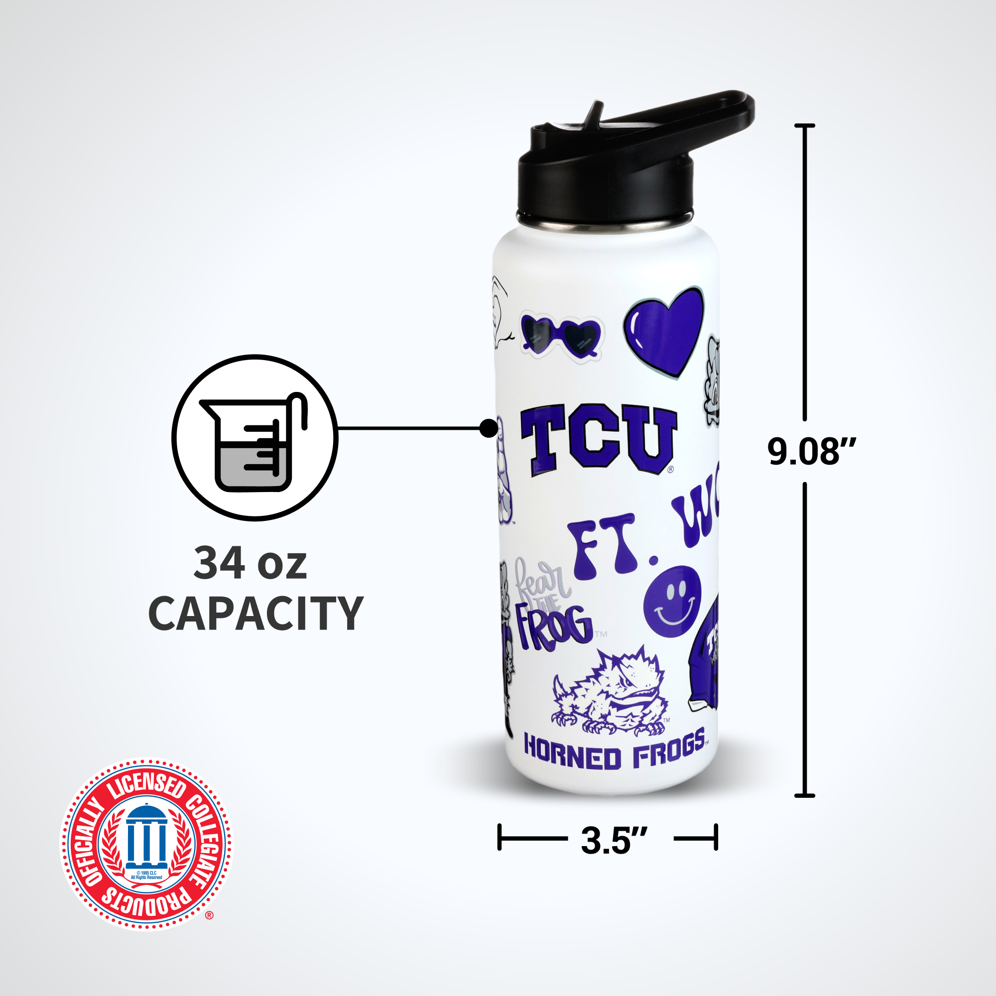 34oz Team Spirit Water Bottle I |  Texas Christian University