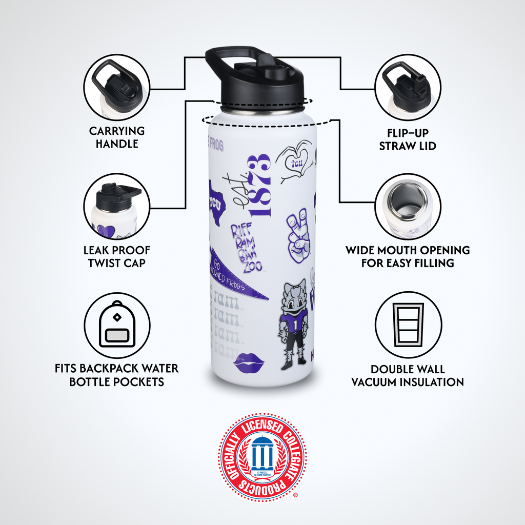 34oz Team Spirit Water Bottle I |  Texas Christian University
