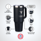 40oz Black Tumbler Lazer Engraved I |  University Of Texas