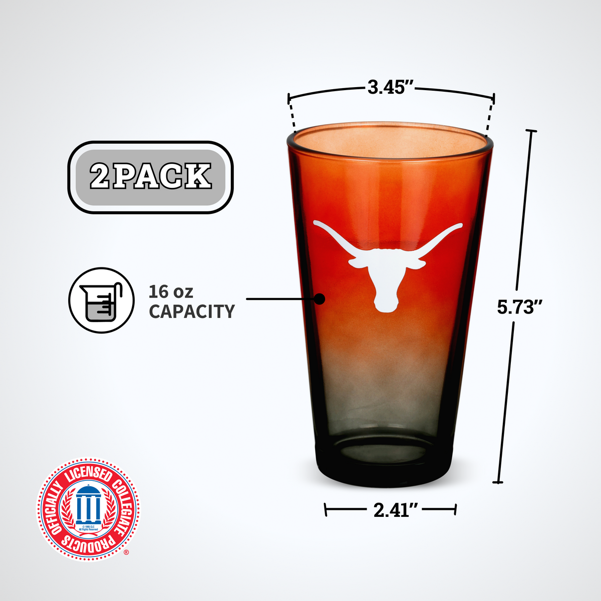 2-Pack Ombre Pint Glasses I |  University Of Texas