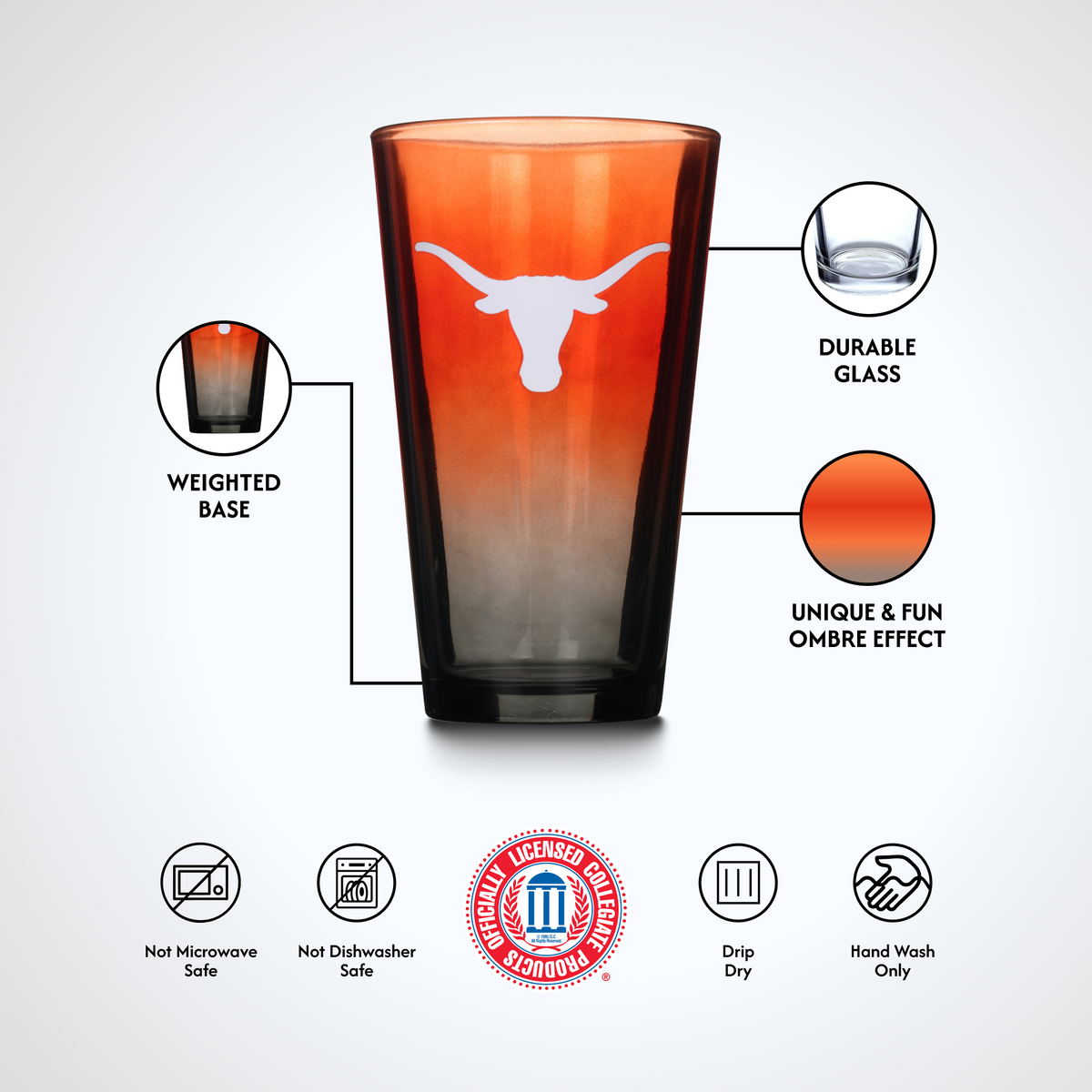 2-Pack Ombre Pint Glasses I |  University Of Texas
