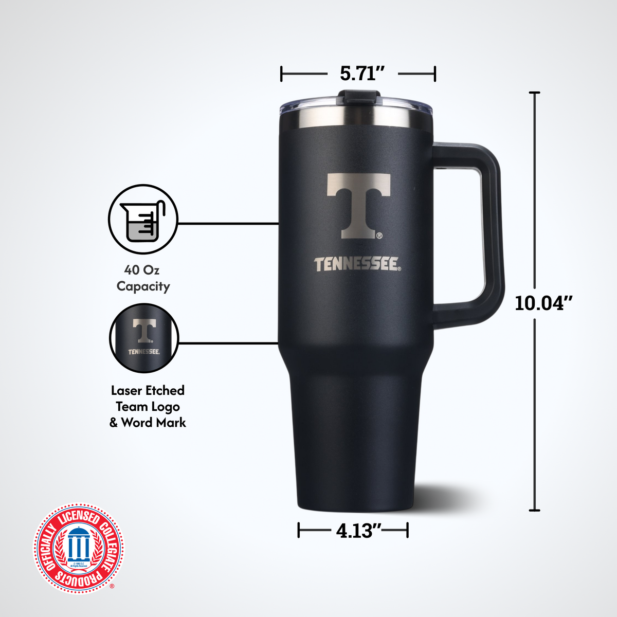 40oz Black Tumbler Lazer Engraved I |  University Of Tennessee