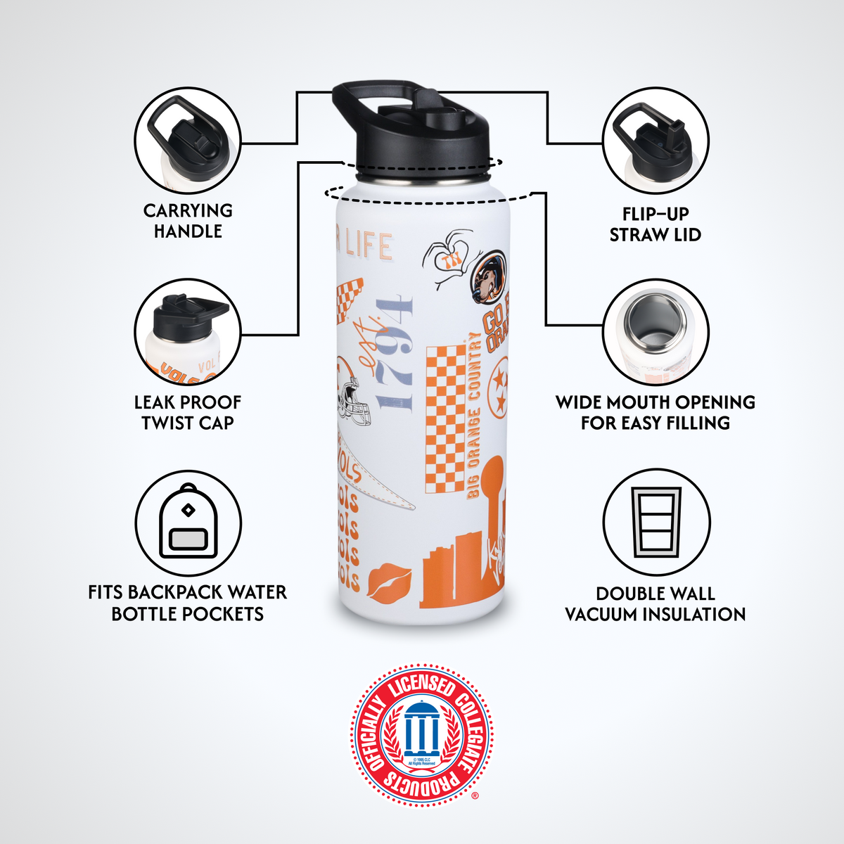 34oz Team Spirit Water Bottle I |  University Of Tennessee