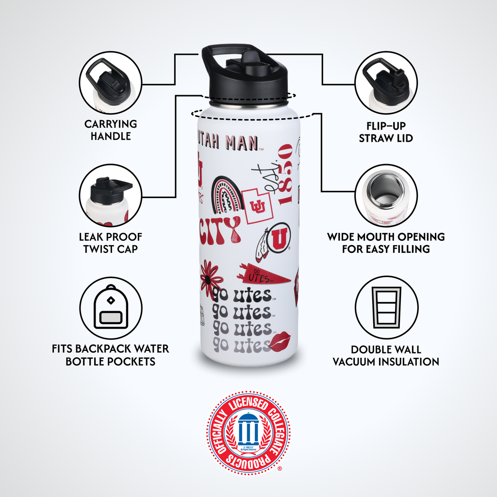 34oz Team Spirit Water Bottle I |  University Of Utah