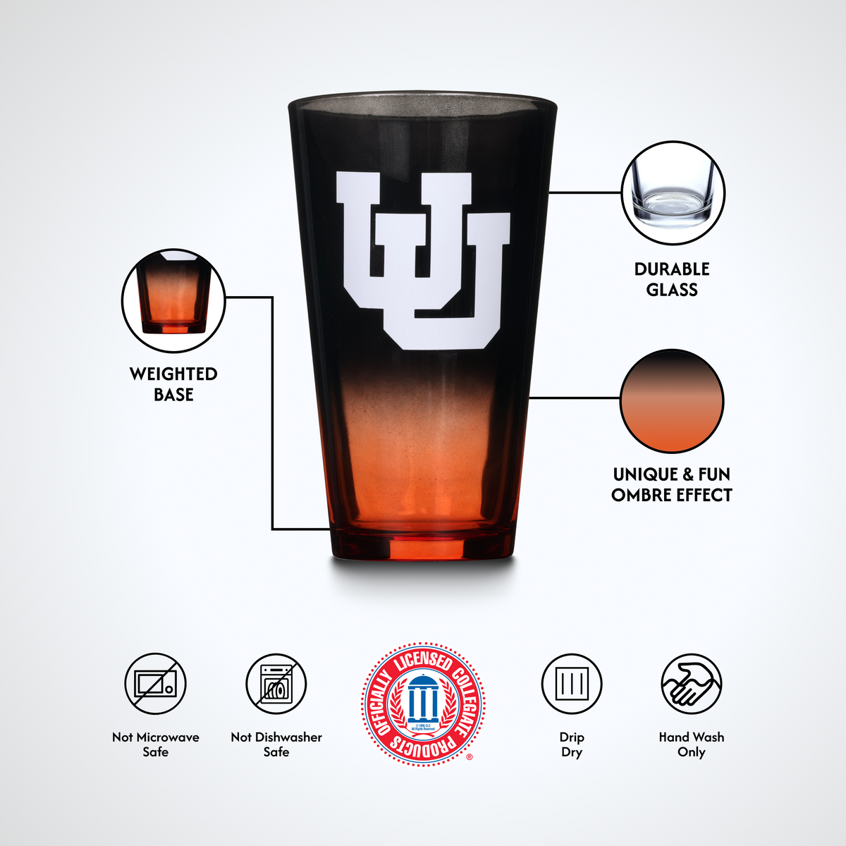 2-Pack Ombre Pint Glasses I |  University Of Utah