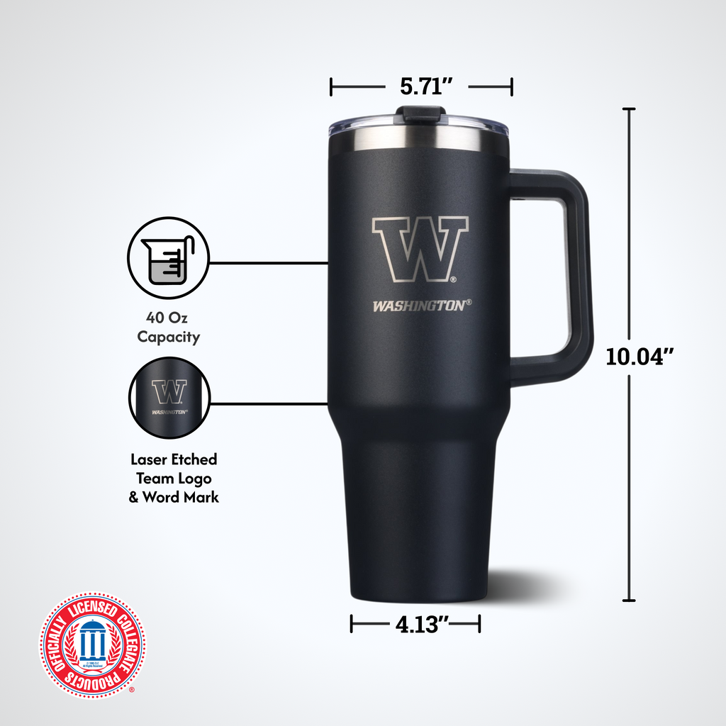 40oz Black Tumbler Lazer Engraved I |  University Of Washington