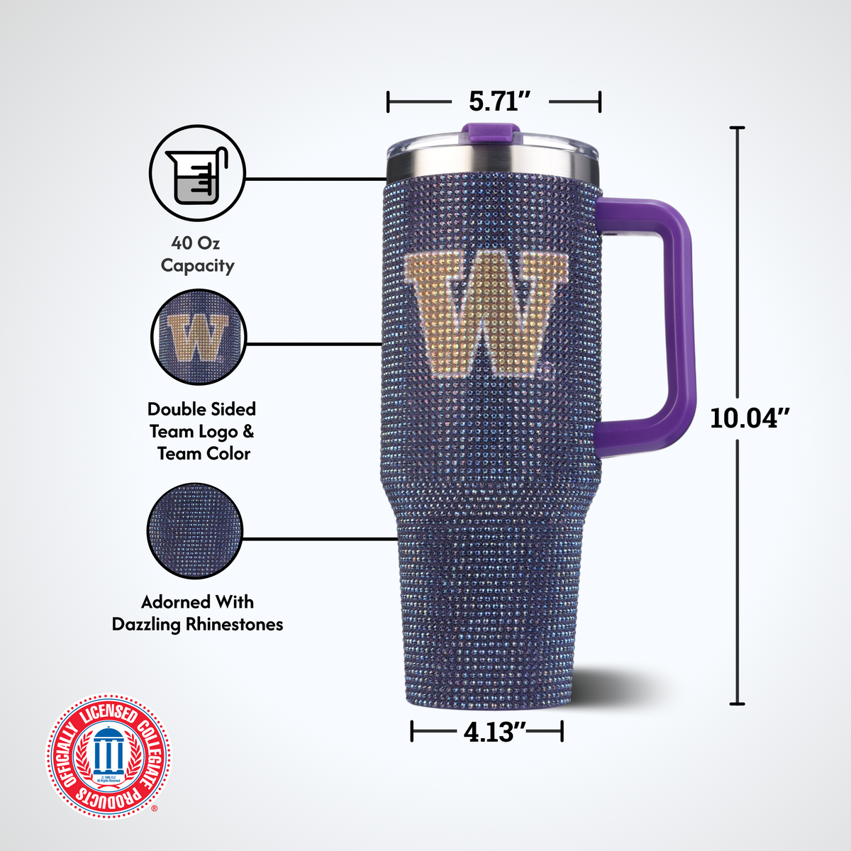 40oz TC Bling Game Tumbler w/ Vintage logo I |  University Of Washington