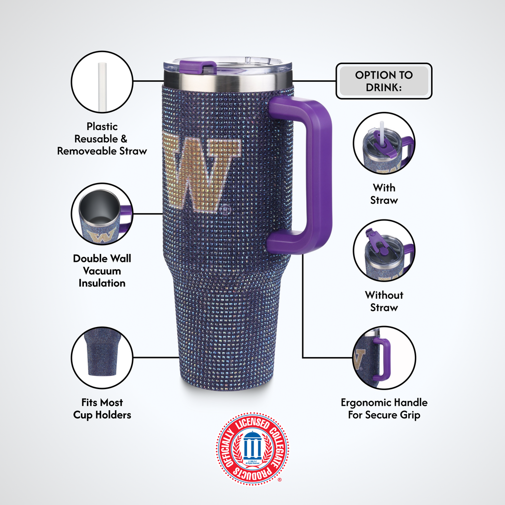 40oz TC Bling Game Tumbler w/ Vintage logo I |  University Of Washington