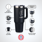 40oz Black Tumbler Lazer Engraved I |  University Of Wisconsin