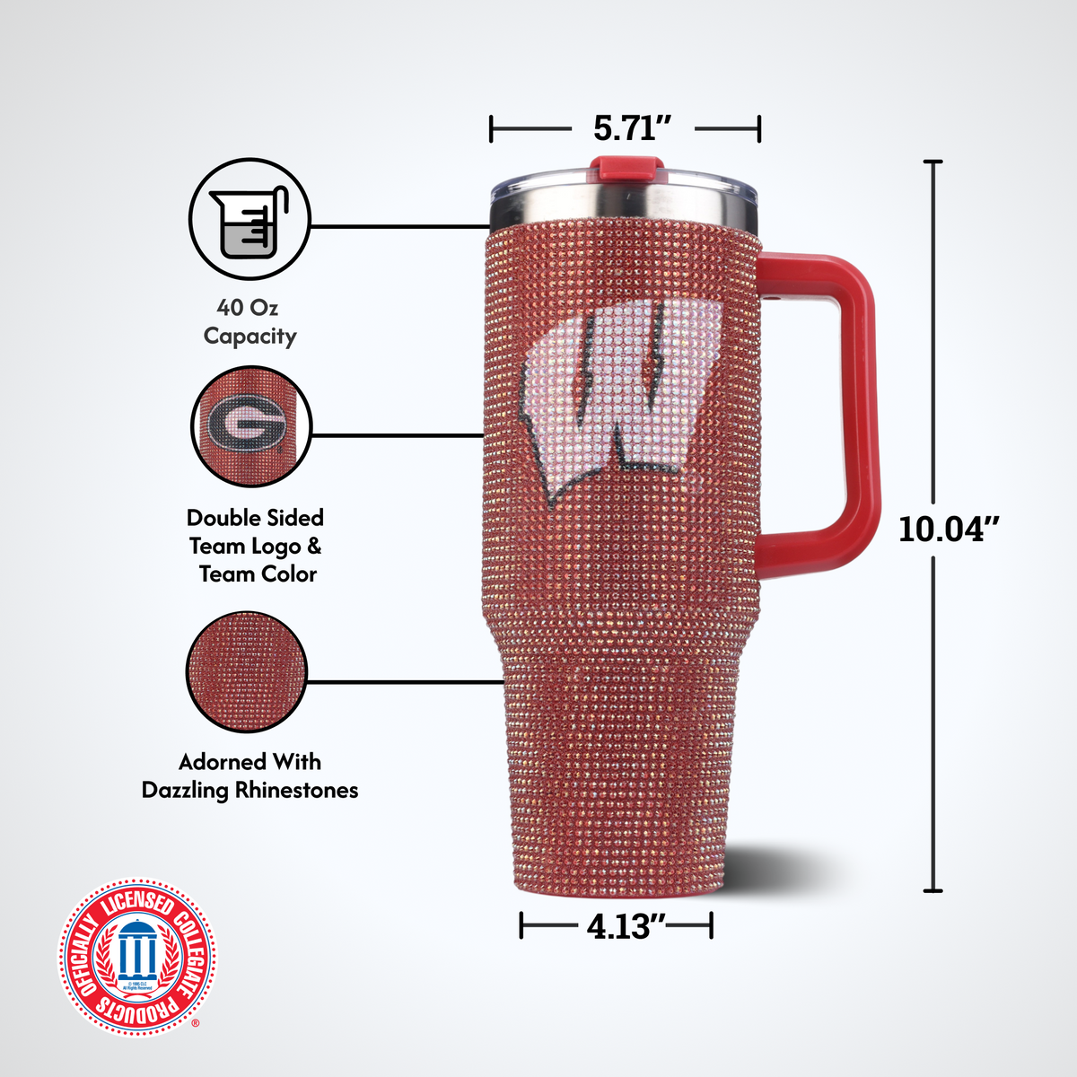 40oz TC Bling Game Tumbler w/ Vintage logo I | University Of Wisconsin