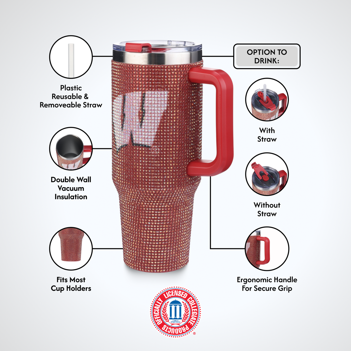 40oz TC Bling Game Tumbler w/ Vintage logo I | University Of Wisconsin