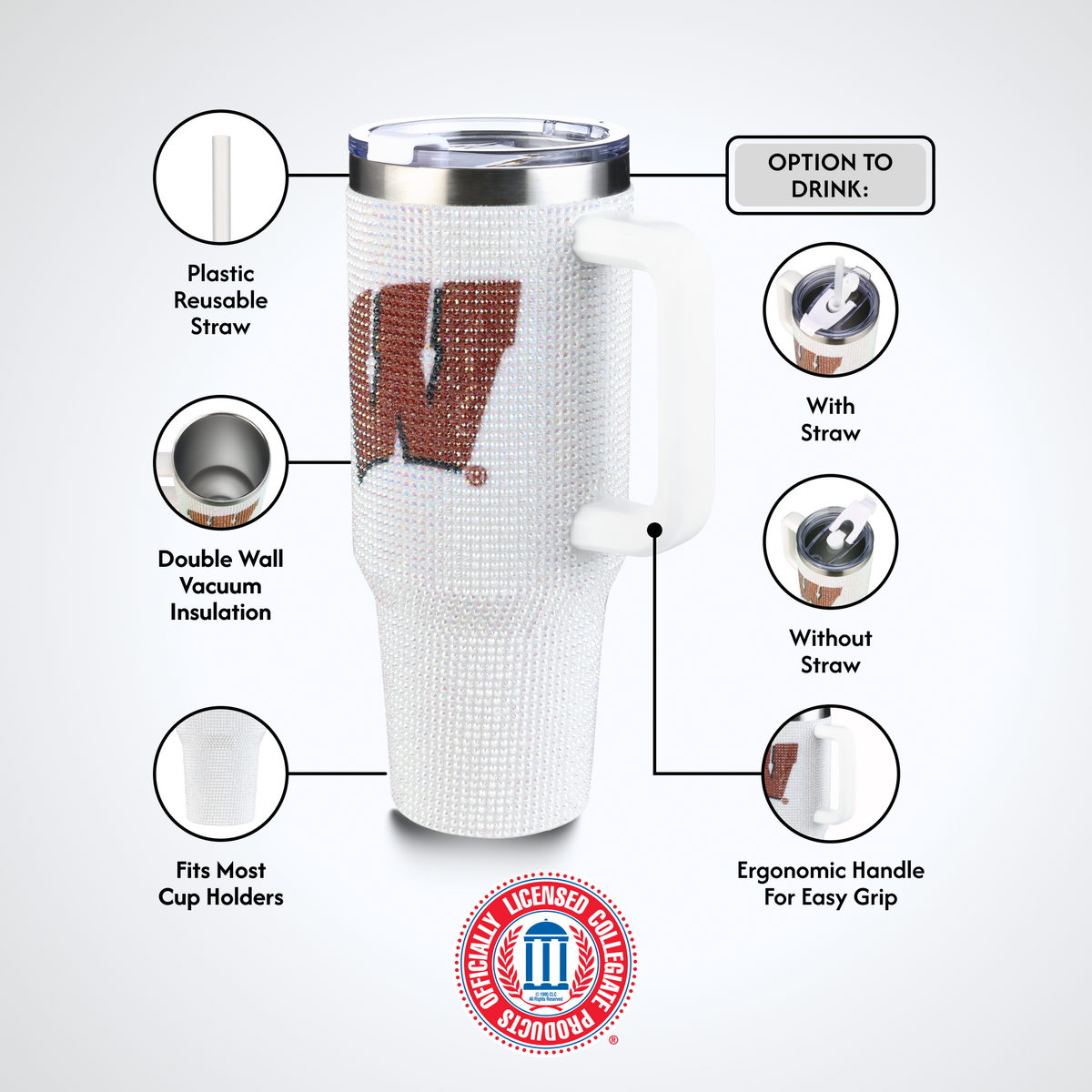 40oz Bling Colossal Tumbler | University of Wisconsin