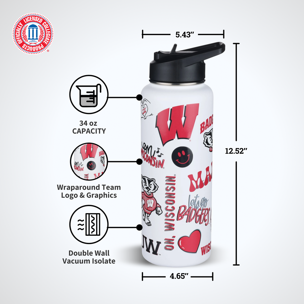 34oz Team Spirit Water Bottle I |  University Of Wisconsin