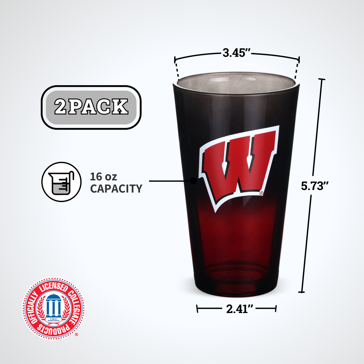 2-Pack Ombre Pint Glasses I |  University Of Wisconsin