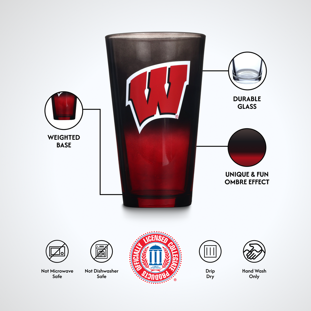 2-Pack Ombre Pint Glasses I |  University Of Wisconsin