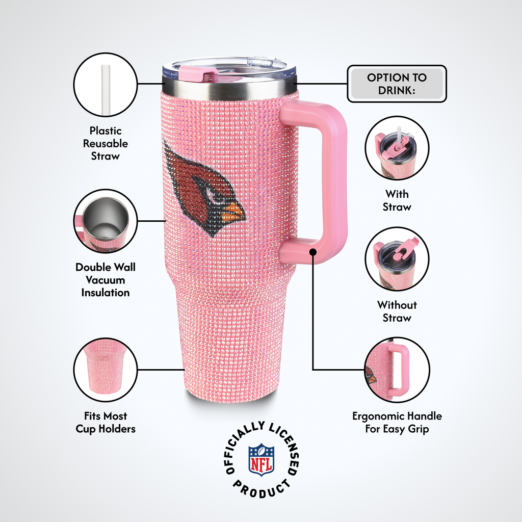 40oz Pink Bling Game Day Tumbler I | Arizona Cardinals