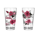 2pk 16oz Pint Glass, DP, Flowers | Arizona Cardinals