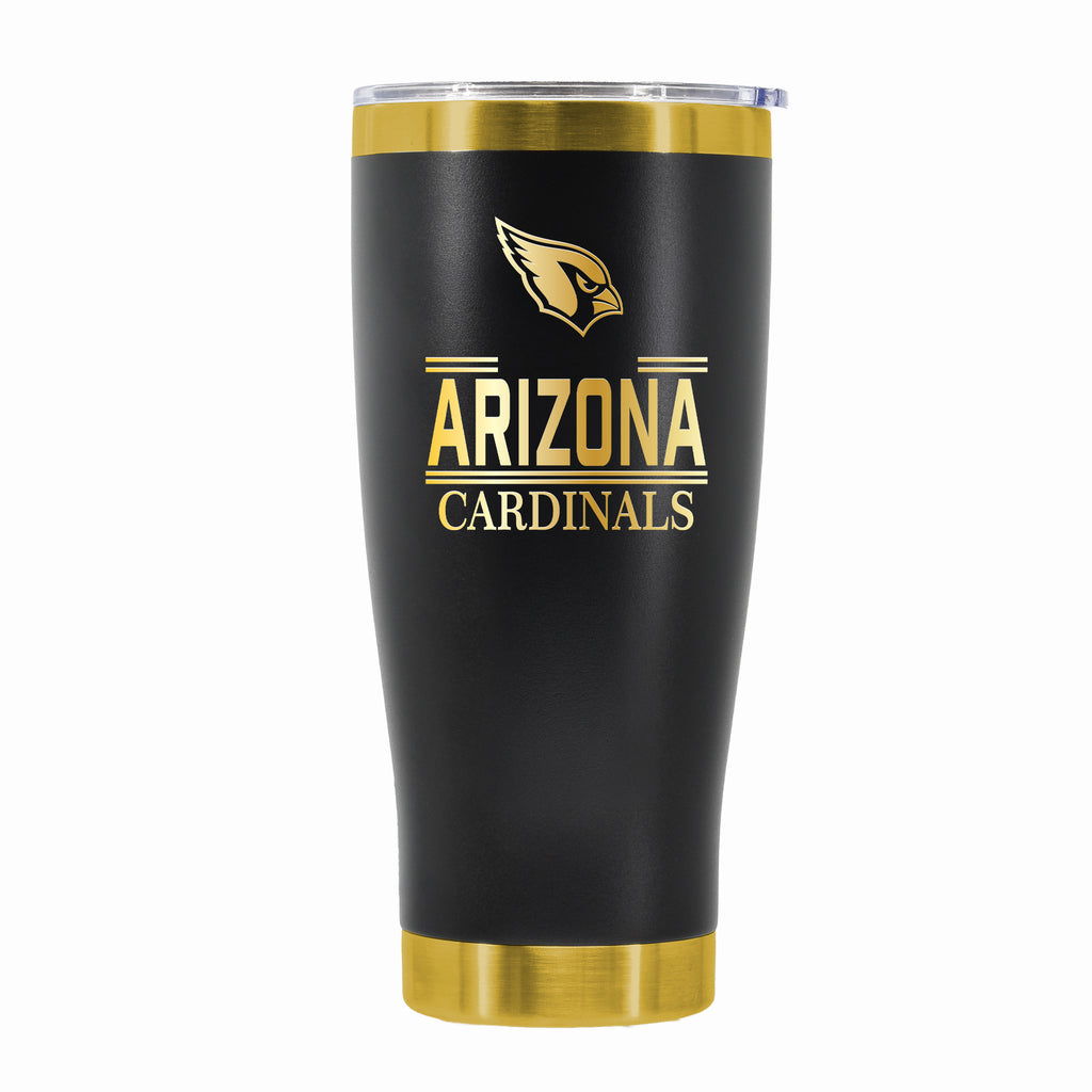 24 oz Stainless Steel Tumbler with Gold Accents & Etched Classic Crew Team Design, Arizona Cardinals